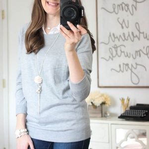 STITCH FIX! Gray Fierro Lace Elbow Patch Sweater